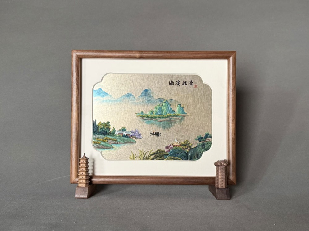 《楠溪胜景》瓯塑摆屏